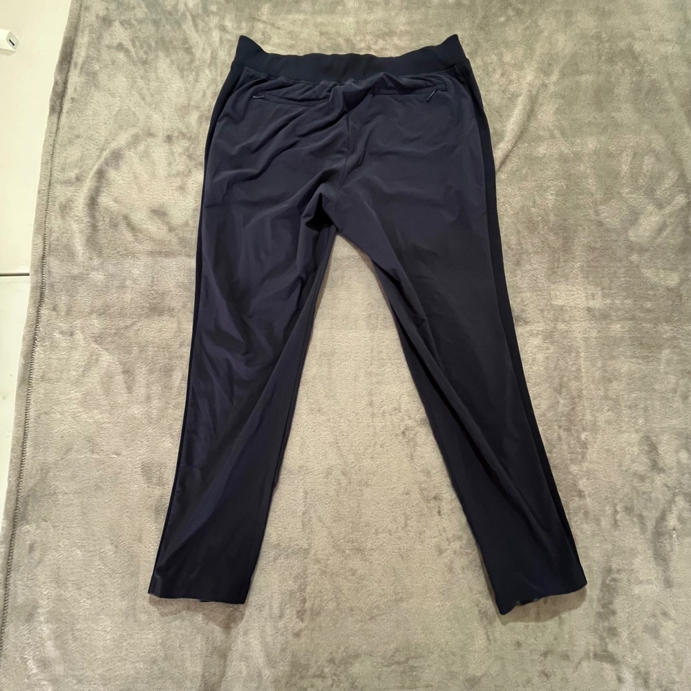 Athleta Metro Slouchy Pant Women 12 Navy Blue High Rise Tapered 198671